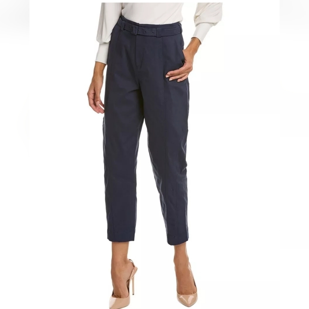 Ted Baker Women's Navy Nysse Barrel Leg Belted Trouser Pants Minimalist  Size 0